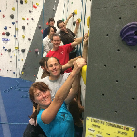 Don McGrath and friends in the climbing gym
