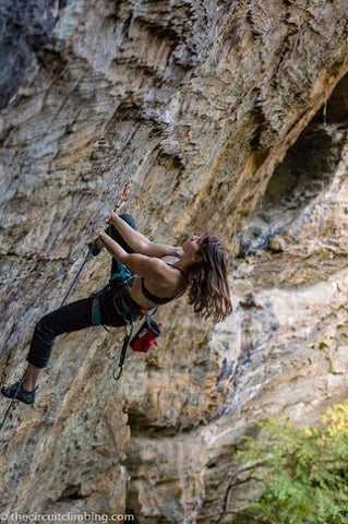Zoe Steinberg sport climbing outside