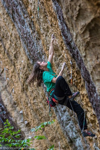 Zoe Steinberg sport climbing outside