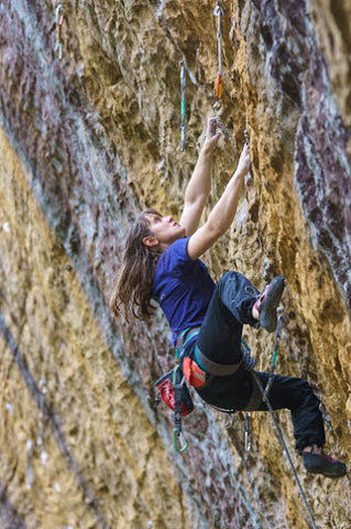 Zoe Steinberg sport climbing outside