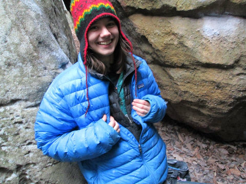 Zoe Steinberg hanging out at the crag