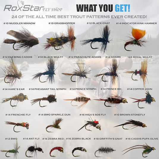 Barbless 24pk  Top Wet & Dry Flies for Trout. – RoxStar Fishing