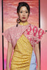 PINK GEO AND PINK MOTIVE BATIK WITH REVERSIBLE YELLOW FLORAL COTTON VOILE - REVERSIBLE BOLERO JACKET - MULTI