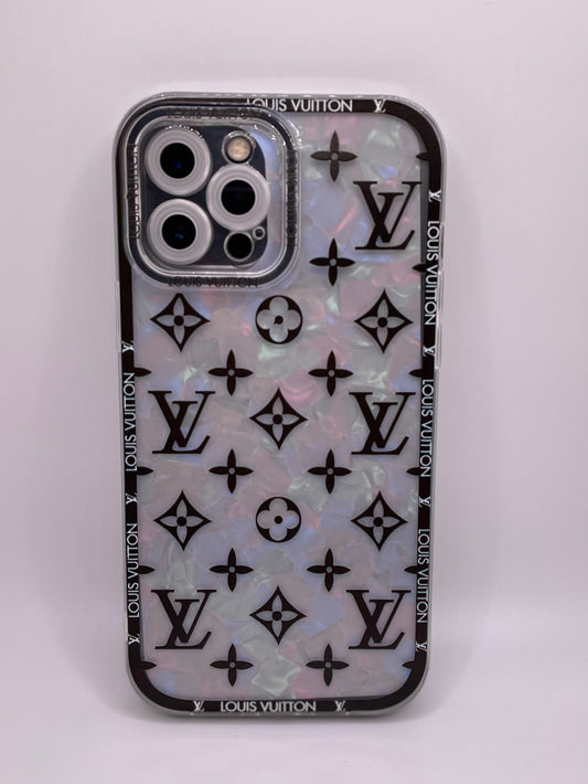 Holographic LV Phone Case with Gold Chain – ANDRA'S