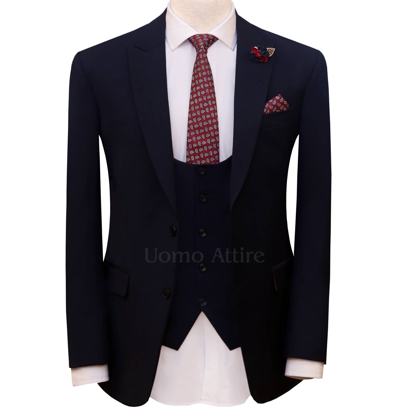 Premium Quality Mens Luxury Blue Bespoke 3 Piece Suit – Uomo Attire