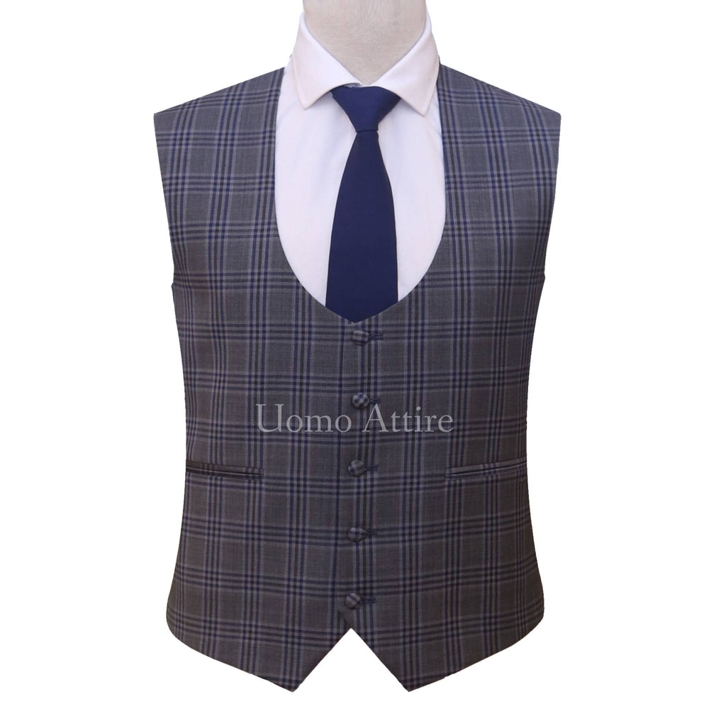 Custom-made windowpane check 3 piece suit for men – Uomo Attire