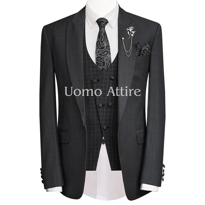Best wedding suit for groom in United States | Charcoal gray wedding suit