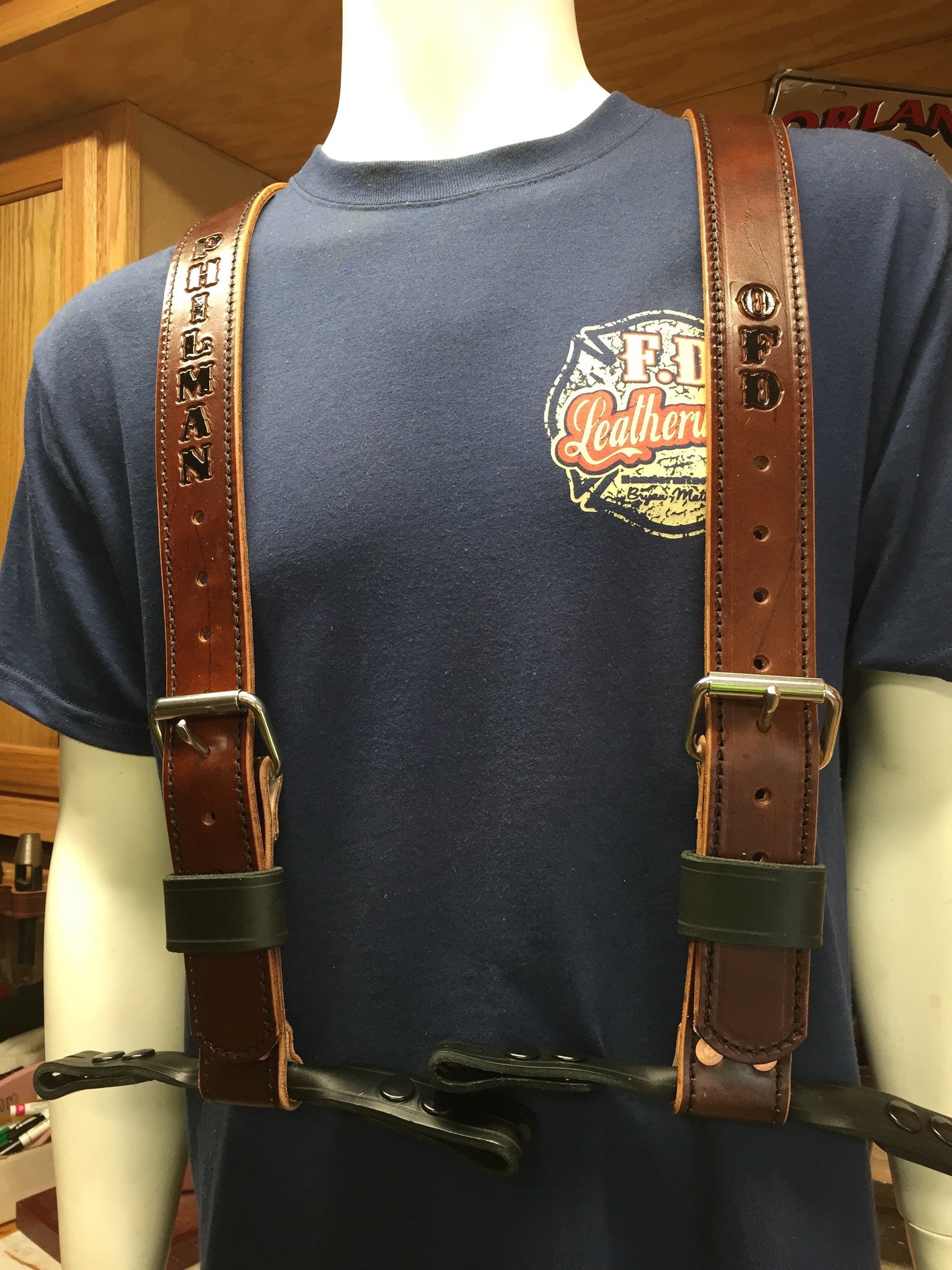 Leather Bunker Gear Suspenders 1 3/4