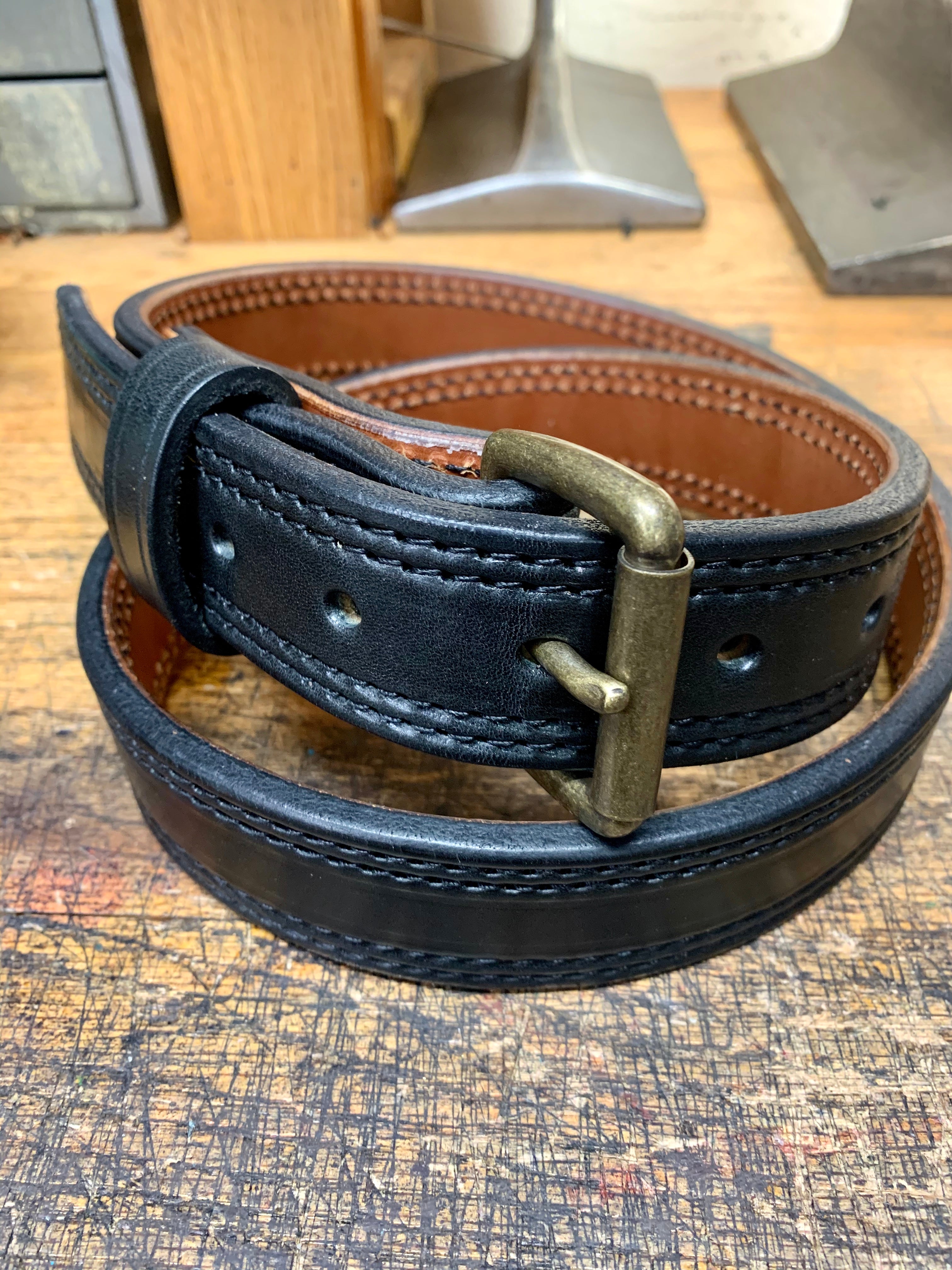 Veg-Tanned Leather Lined On/Off Duty belt - F.D. Leatherworks