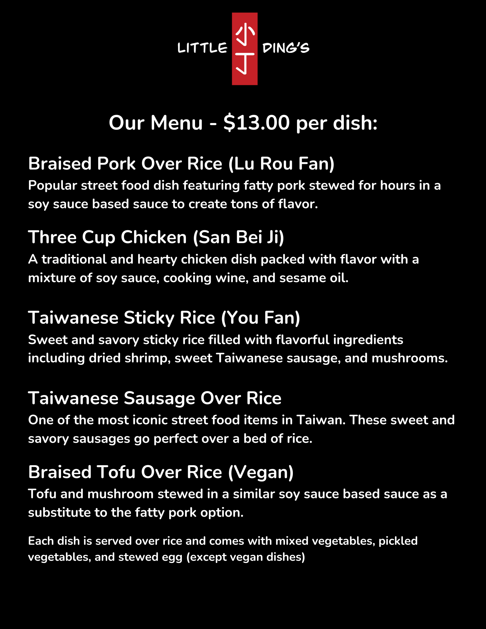 Little Ding's Catering Menu