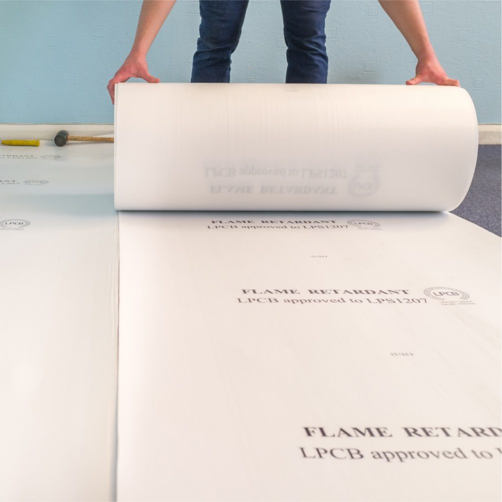 Chemco 60x300' 100# White Flame Retardant Floor Paper Roll, Flame
