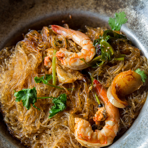 Goong Ob Woon Sen - Shrimp baked with glass noodles