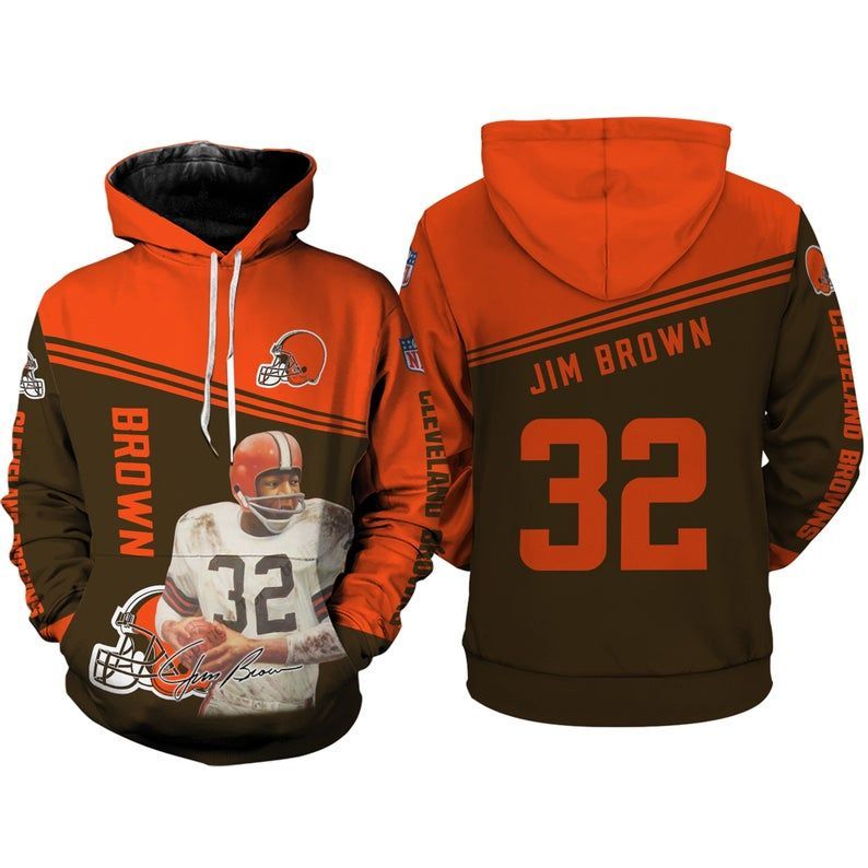 Jim Brown Cleveland Browns 27 Gift For Fan 3D T Shirt Sweater Zip Hoodie Bomber Jacket