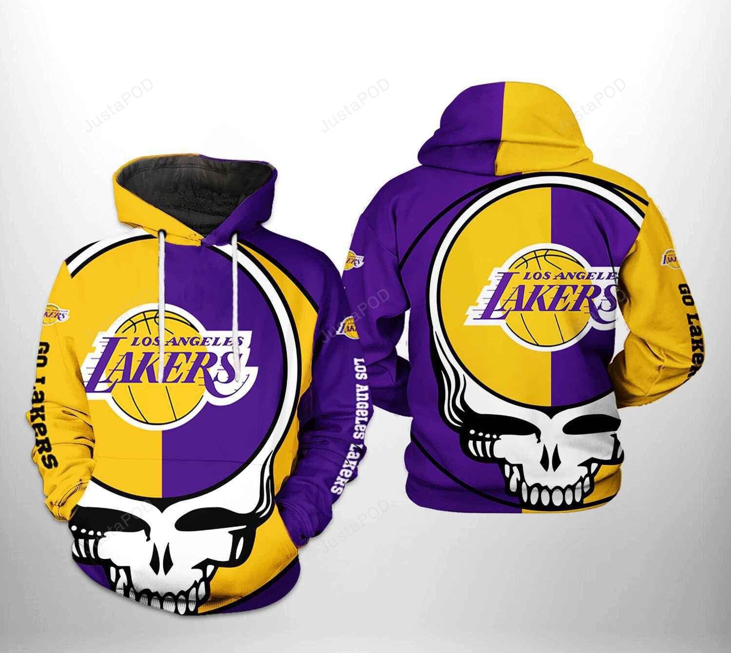 Los Angeles Lakers Grateful 3D Hoodie Zip Hoodie, NBA 3D All Over Print Hoodie Zip Hoodie