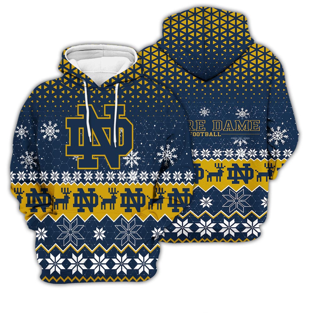 Notre Dame Fighting Irish Sports Football American Ugly Christmas Sweater New Trends For Fans Club Gifts Unisex 3D Hoodie