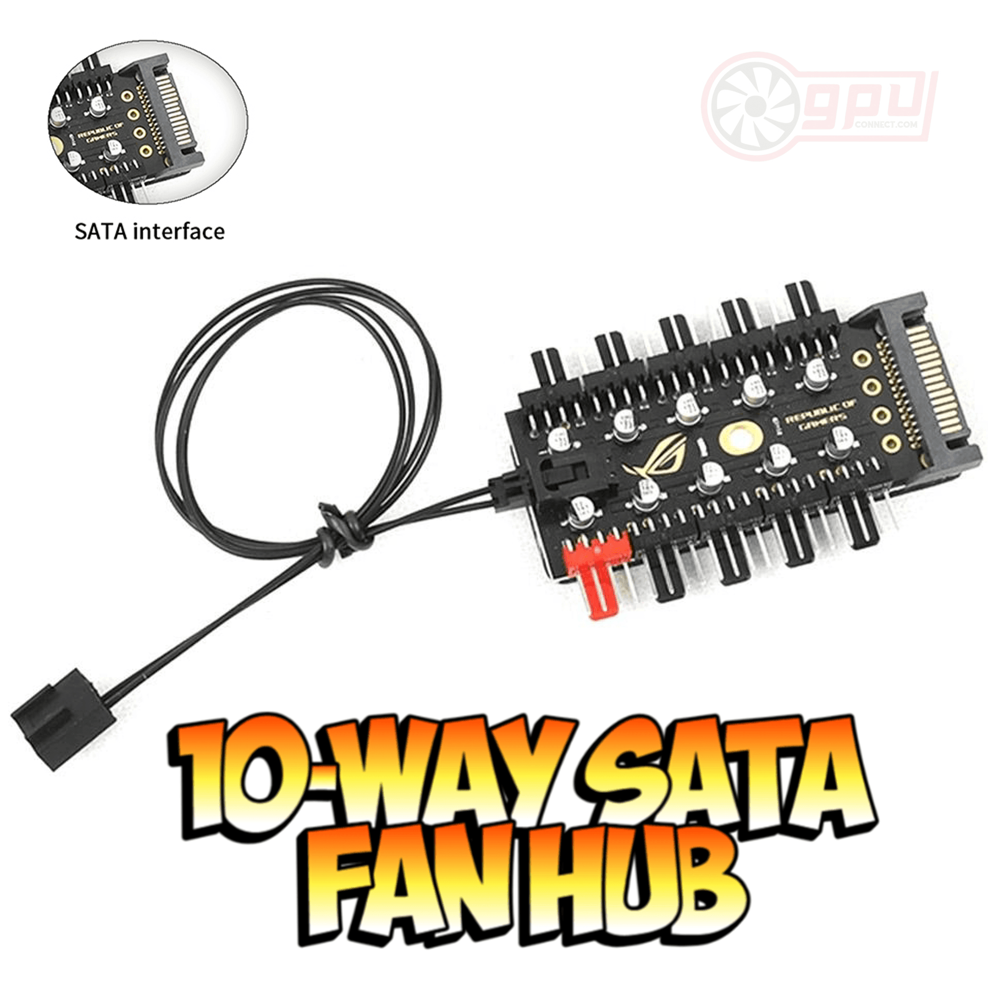 10 Way Fan HUB SATA Powered Fan Splitter 4 Pin PWM Cooler Fan Speed Co –