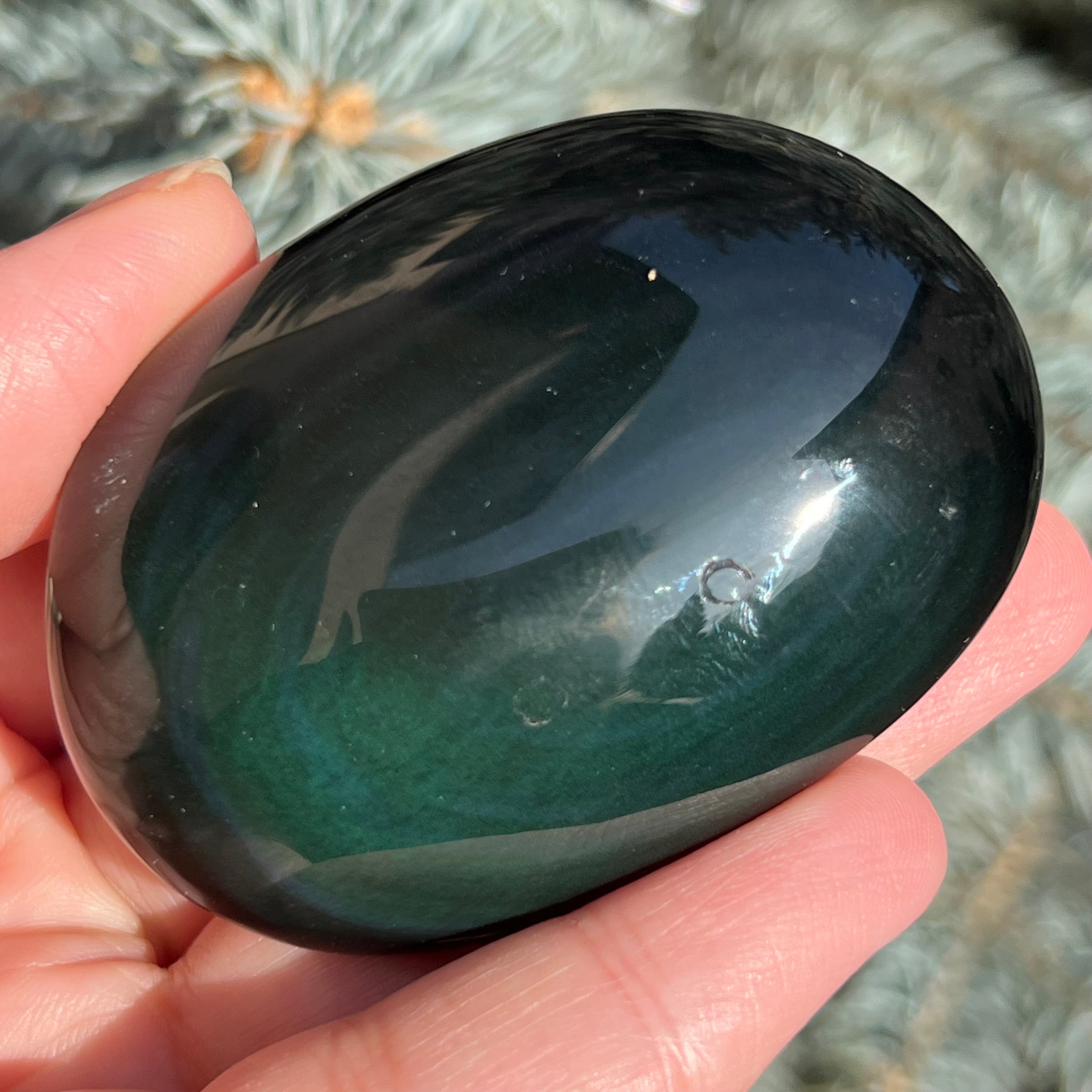 Obsidian curcubeu palmstone model 6