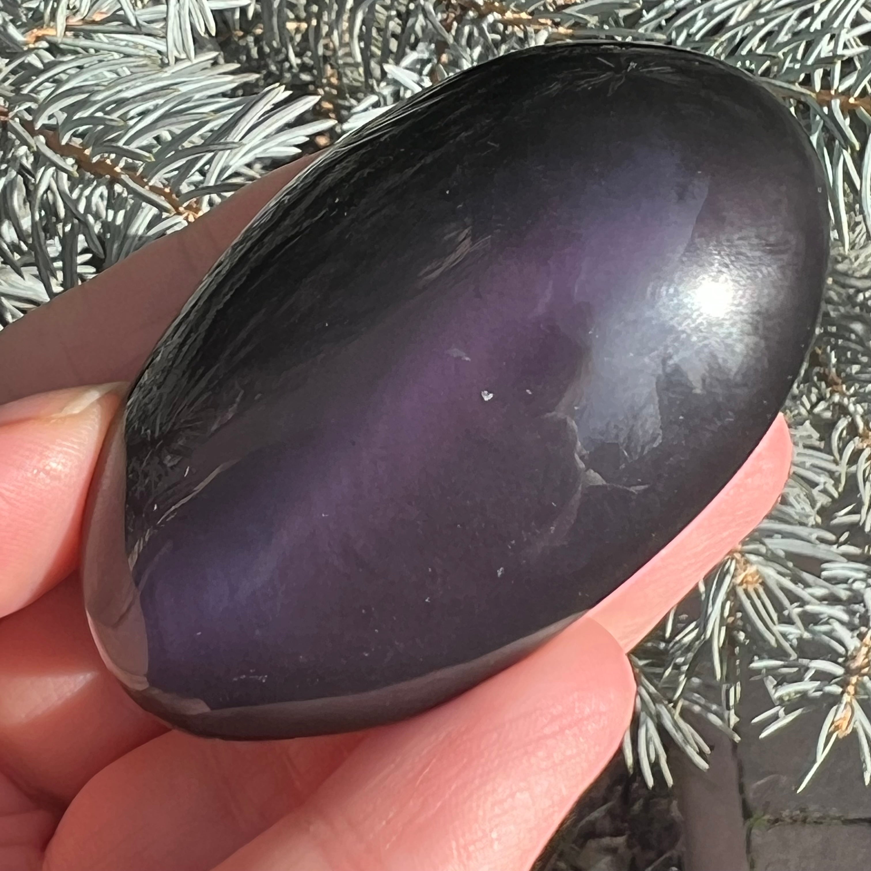 Obsidian curcubeu palmstone model 5