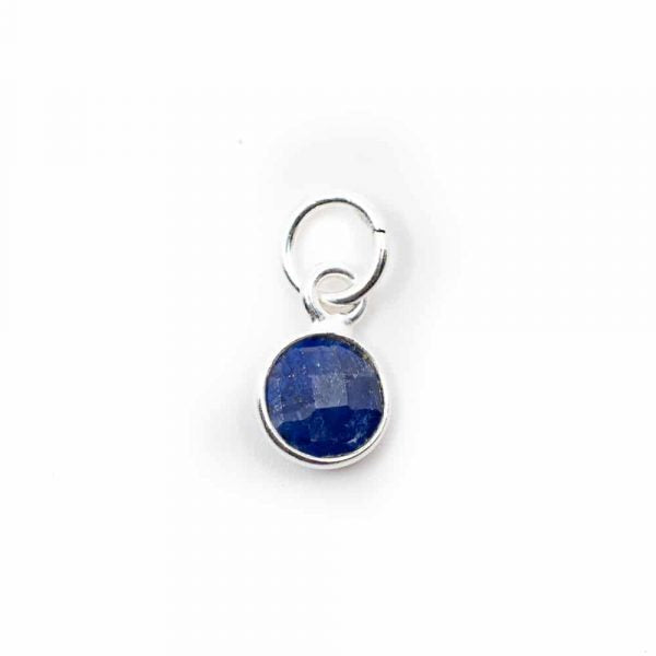 Pandantiv safir 0.6 cm, argint, piatra lunii septembrie, birthstone