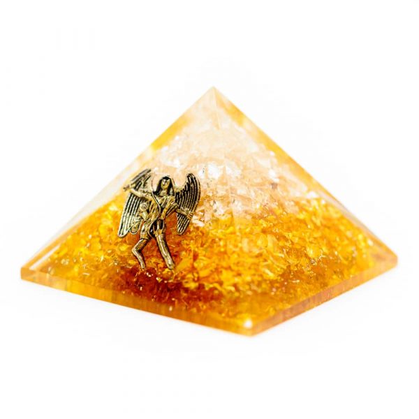 Piramida orgonit citrin cu inger 4 si 7 cm