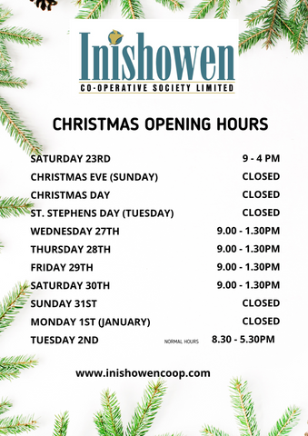 Inishowen Co-Op Christmas Opening Times 2023