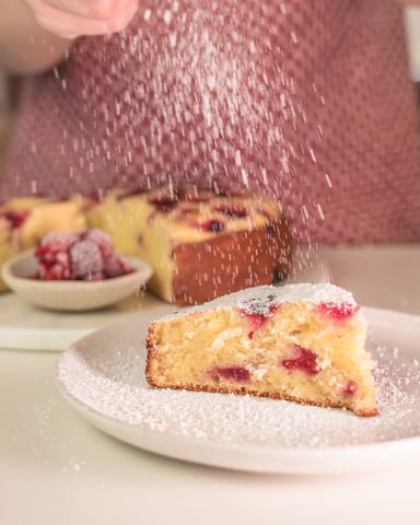 slice of raspberry ricotta cake