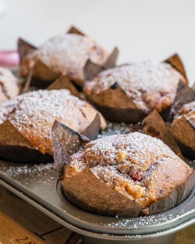 Muffins in baking tray