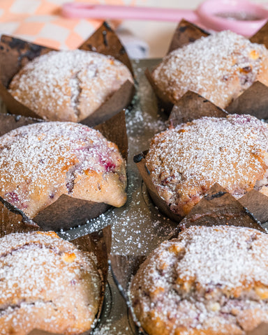 Muffins in baking tray