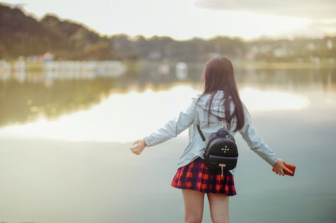 a girl in a skirt