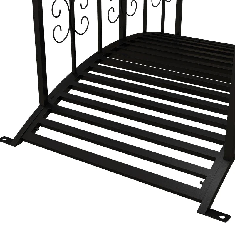 Rootz Garden Bridge - Vintage Style - Garden Pond Decoration - Curved Bridge Frame - Metal - Black - 119x67x70cm - Image 5