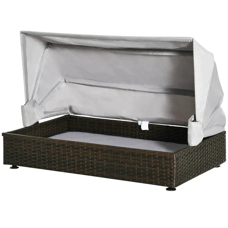 Rootz Rattan Dog Kennel - Rattan Dog House - With Roof - Dog Lounger - Dog House - Pet Bed - Dog Bed - Dog Basket - Dog Sofa Dog - Coffee/Gray - 90 x 60 x 65 cm