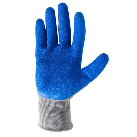 Men's Coated Grip Work Gloves with Latex Coating, Large (Wells Lamont 524), Black on Blue