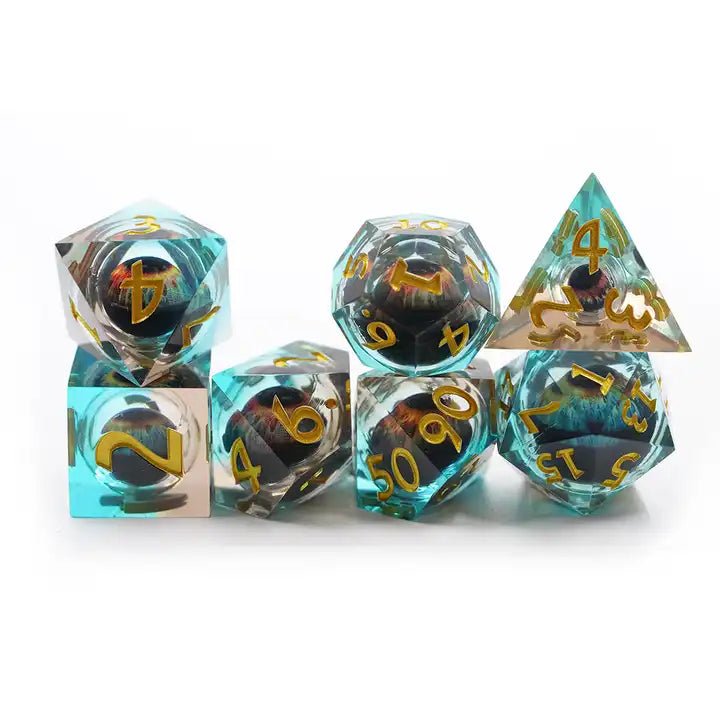 Eyeball Dice Moving Liquid Core Orange Blue D&D Dungeons Dragons DnD Halloween