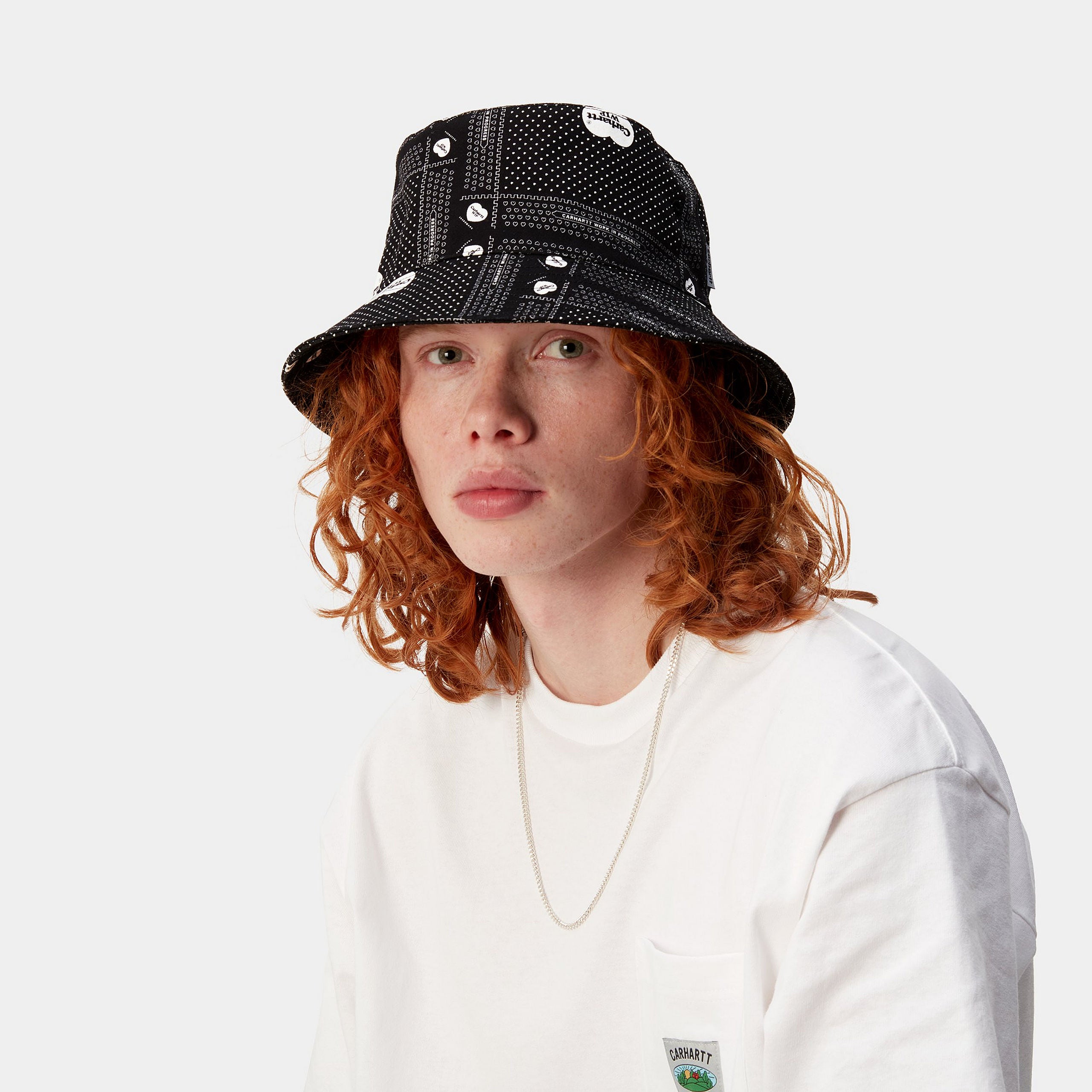 Graphic Bucket Hat (Heart Bandana Print, Black)