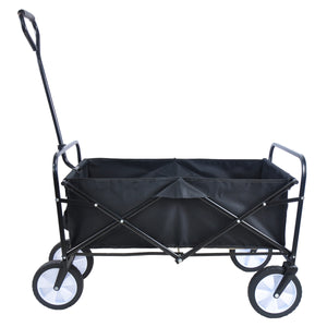 Folding Wagon Garden Shopping Beach Cart (Black), Black