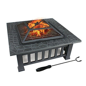 Upland Charcoal Fire Pit With Cover-Antique Finish
