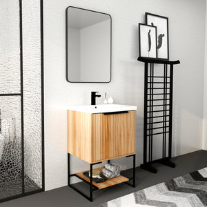 24 Inch Freestanding Bathroom Vanity With Resin Basin, 24X18, Maple