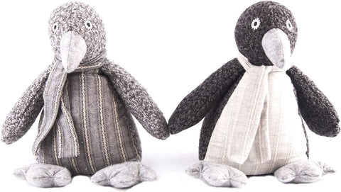 Gery Herringbone Fabric Doorstops - Grey Penguin Doorstopper