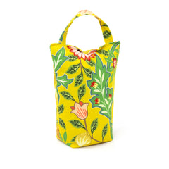 Bright yellow floral rectangular fabric doorstop