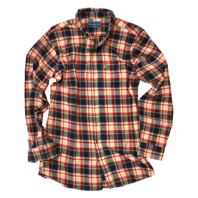 Aberdeen Plaid Flannel Button Down - Campfire Red