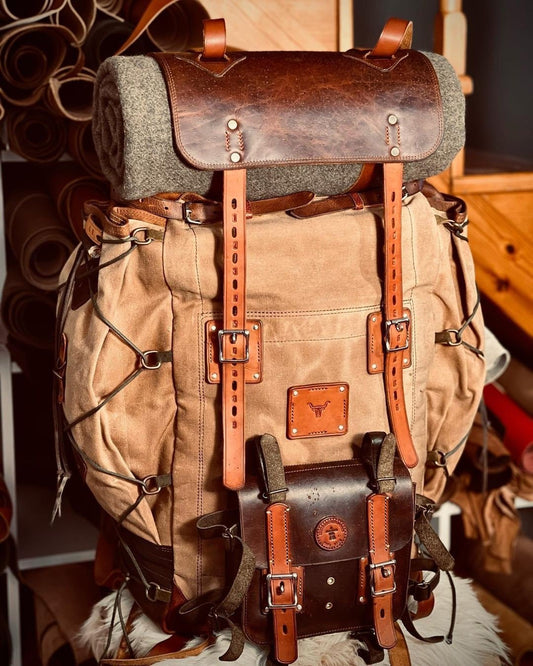 The Trailblazer Bushcraft Waxed Canvas Backpack In Army Green