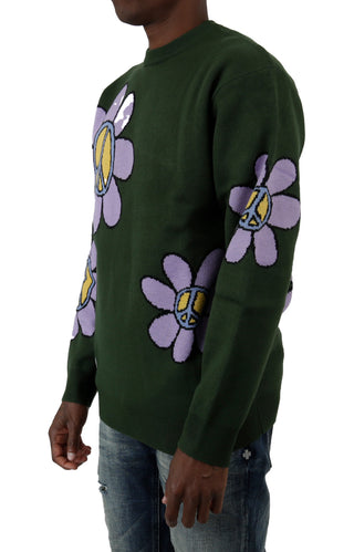 Butter Goods Flowers Knitted Crewneck Sweatshirt - Sage
