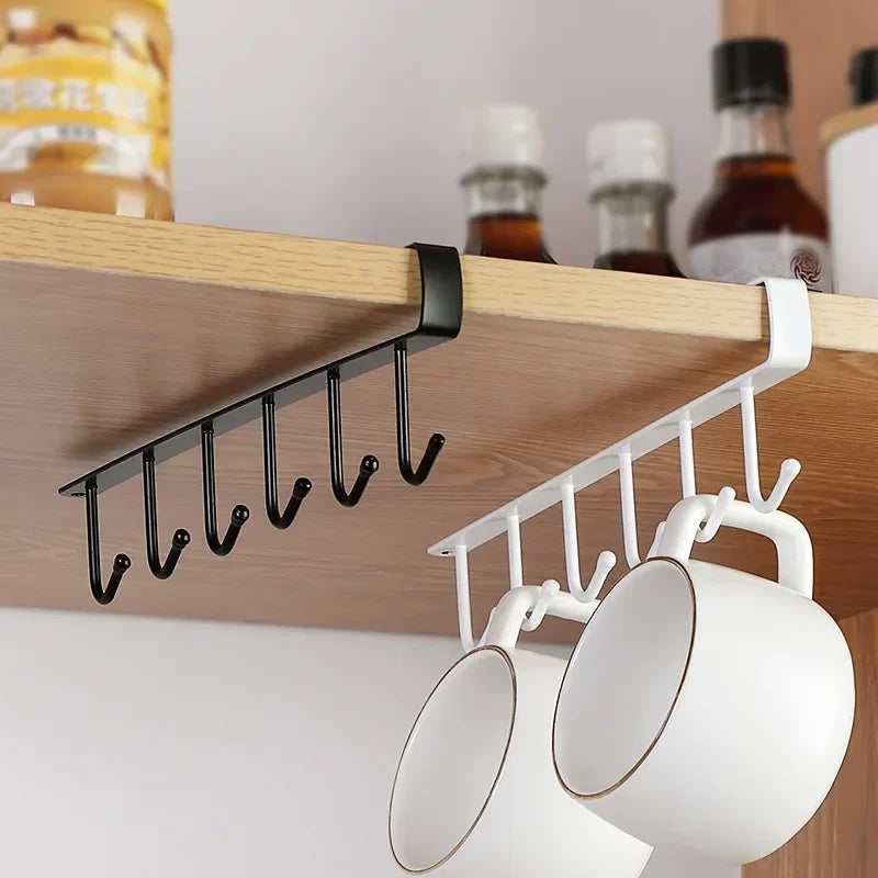 1PC Kitchen Hook Rack | 6 Hooks Shelf Kitchen Cabinet Wall Hanging | Coffee Cup Hanging Kitchen Hooks
