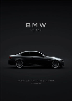BMW M3 E92 Minimalist Car Wall Art Poster - Aesthetic Wall Decor