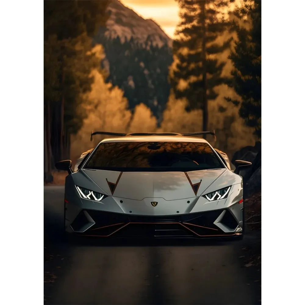 White Lamborghini Huracan Car Aesthetic Poster