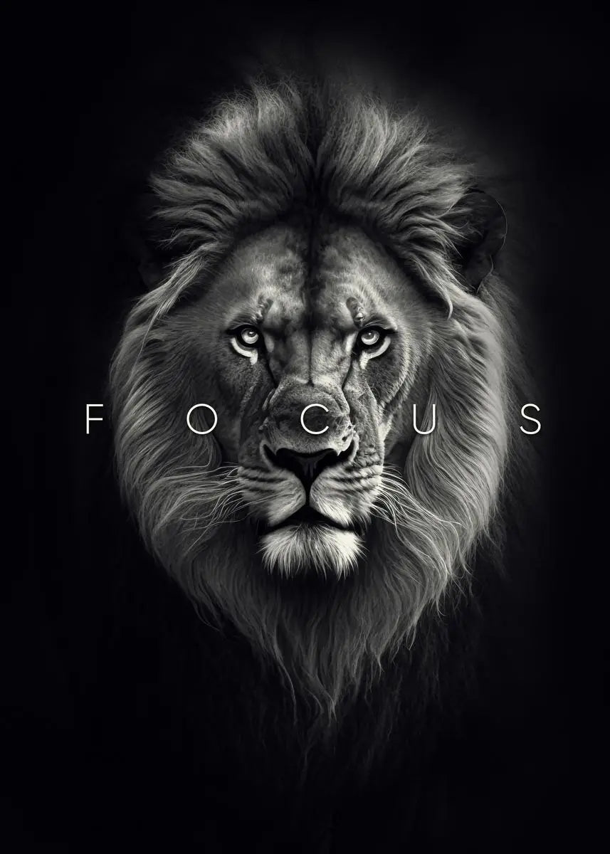 Lion Focus Motivational Poster