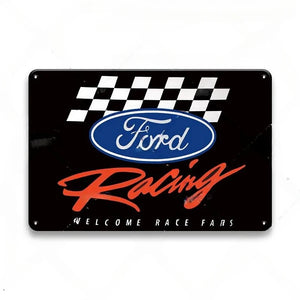 Ford Racing Vintage Ford Metal Sign Poster - Aesthetic Wall Decor
