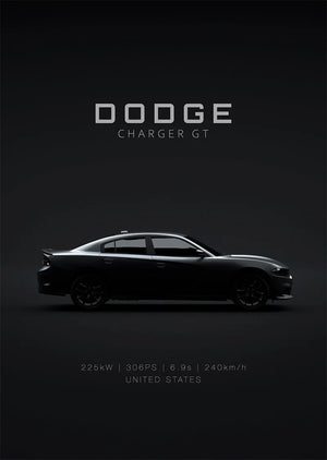Dodge Charger GT Minimalist Car Wall Art Poster - Aesthetic Wall Decor - Dodge Poster