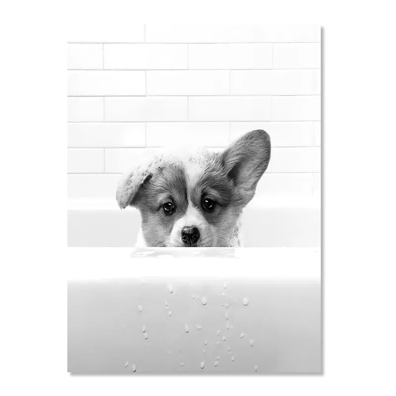 Little Dog Animal Bathroom Poster