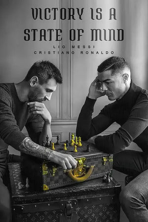 Messi and Ronaldo Playing Chess Football Soccer Wall Art Poster - Aesthetic Wall Decor